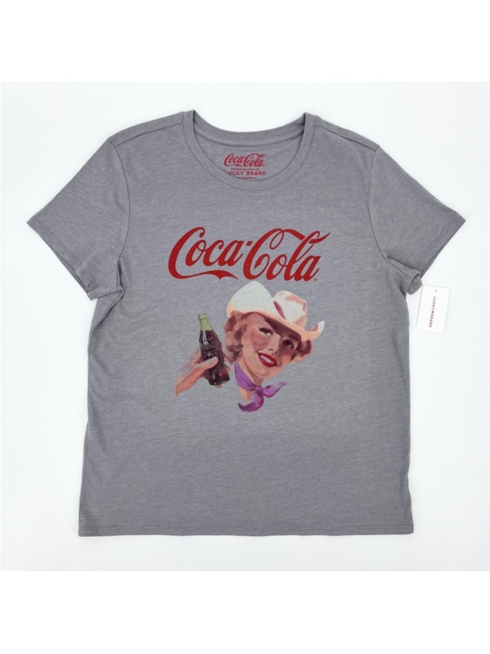 NWT Lucky Brand Retro Coca Cola Cowgirl Graphic Crewneck Tee Size Large